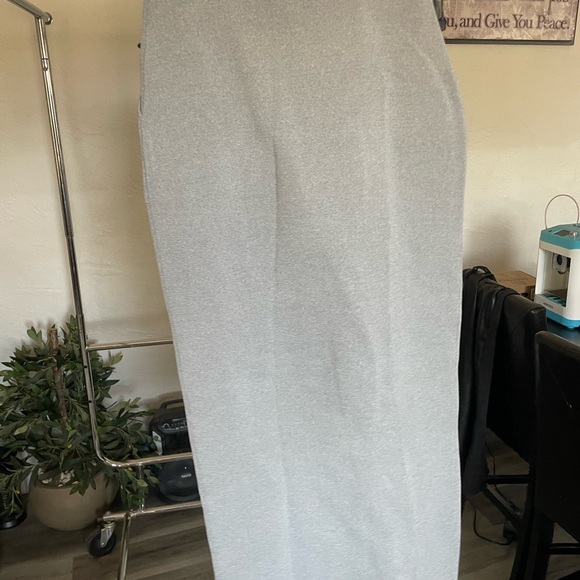 Hanifa Gray Maxi Pencil Skirt with Slit for Work - Picture 3 of 4